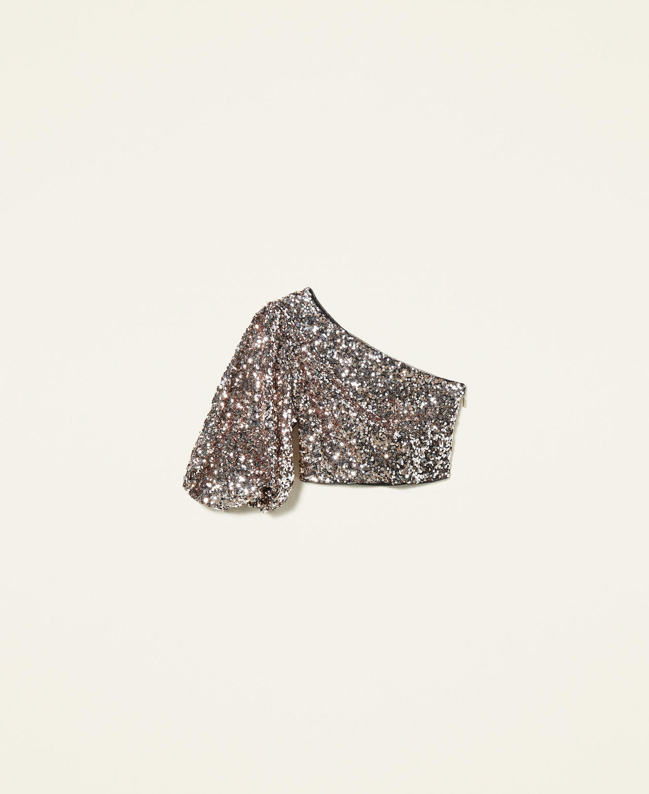 Full sequin one-shoulder top "Hazel Brown" Woman 221LB27EE_06686_0S