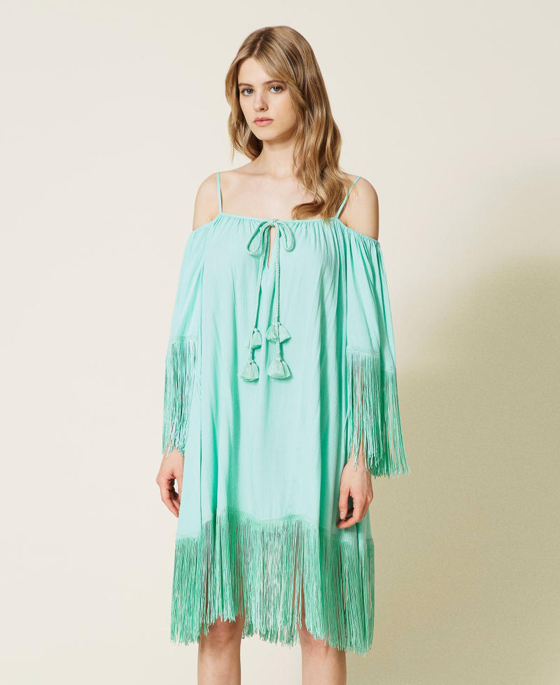 Платье-кафтан с бахромой Зеленый "Ледяной зеленый" женщина 221LB2DAA-05