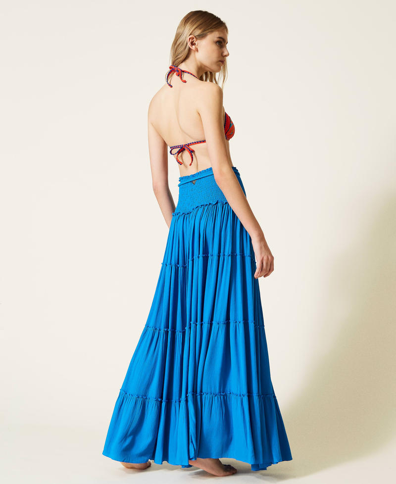 Платье-юбка из креп-шифона космический синий женщина 221LB2DEE-03