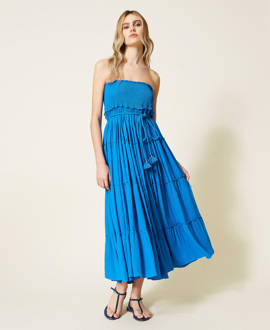 Creponne skirt-dress Cosmic Blue Woman 221LB2DEE-05