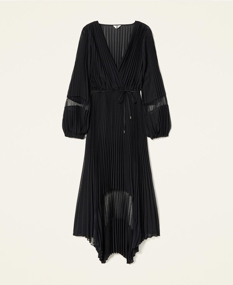 Robe longue pliss&eacute;e avec ceinture