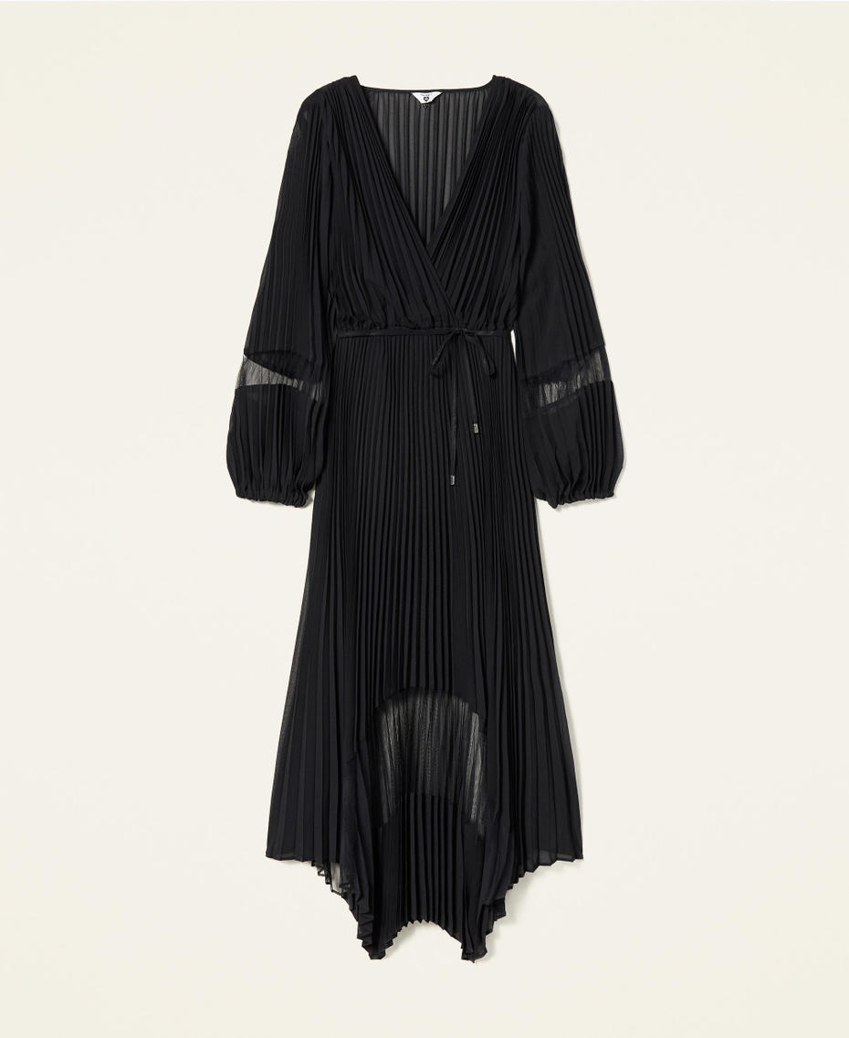 Robe longue pliss&eacute;e avec ceinture