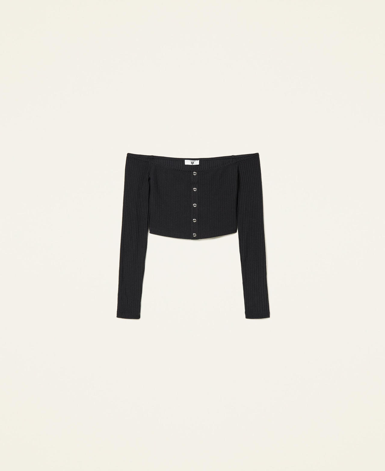 Cropped top with buttons Black Woman 221LB2FAA-0S