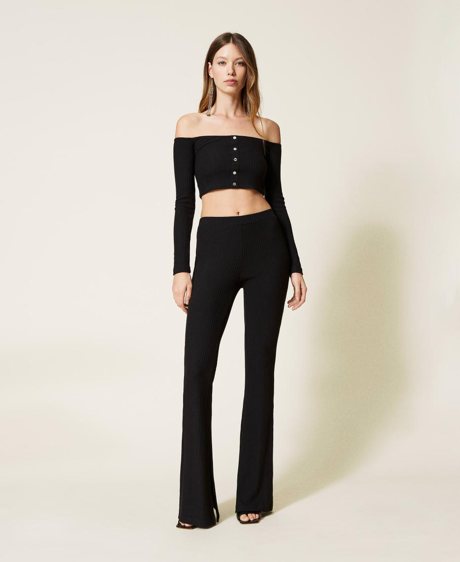 Cropped Top mit Kn&ouml;pfen