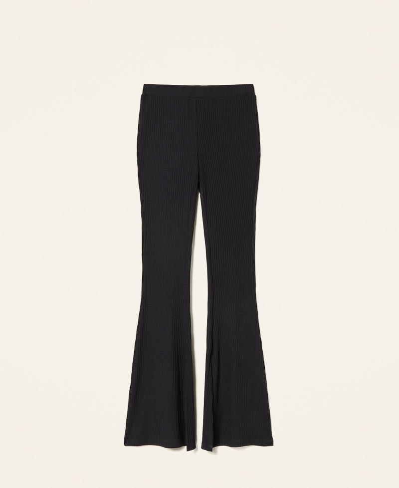 Ribbed flared trousers Black Woman 221LB2FBB-0S