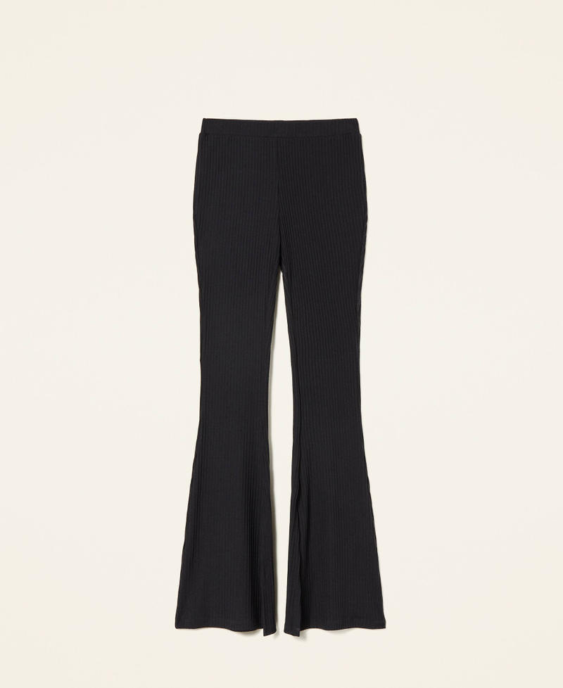 Ribbed flared trousers