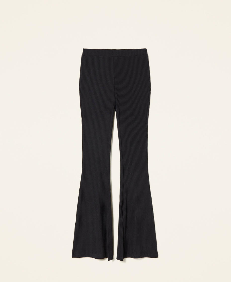 Ribbed flared trousers