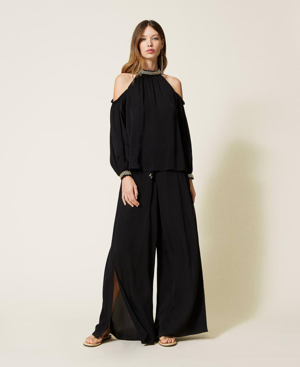 Pantalon palazzo satiné best sale