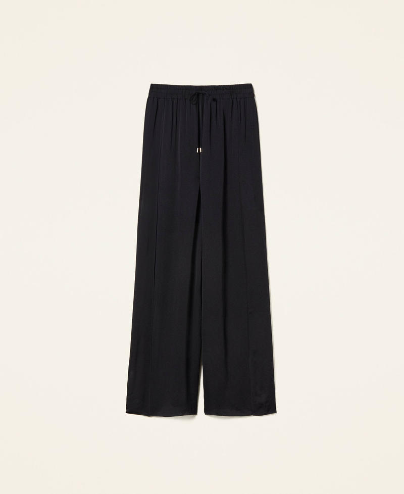 Pleated satin palazzo trousers