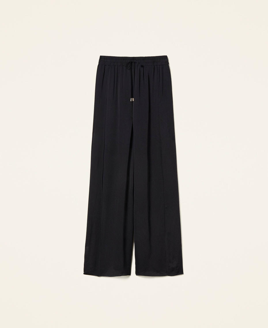 Pleated satin palazzo trousers