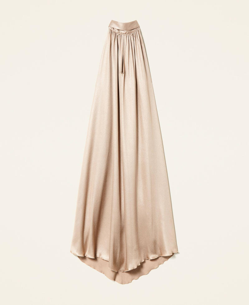 Laminated georgette long dress "Hazel Brown" Woman 221LB2HAA-0S