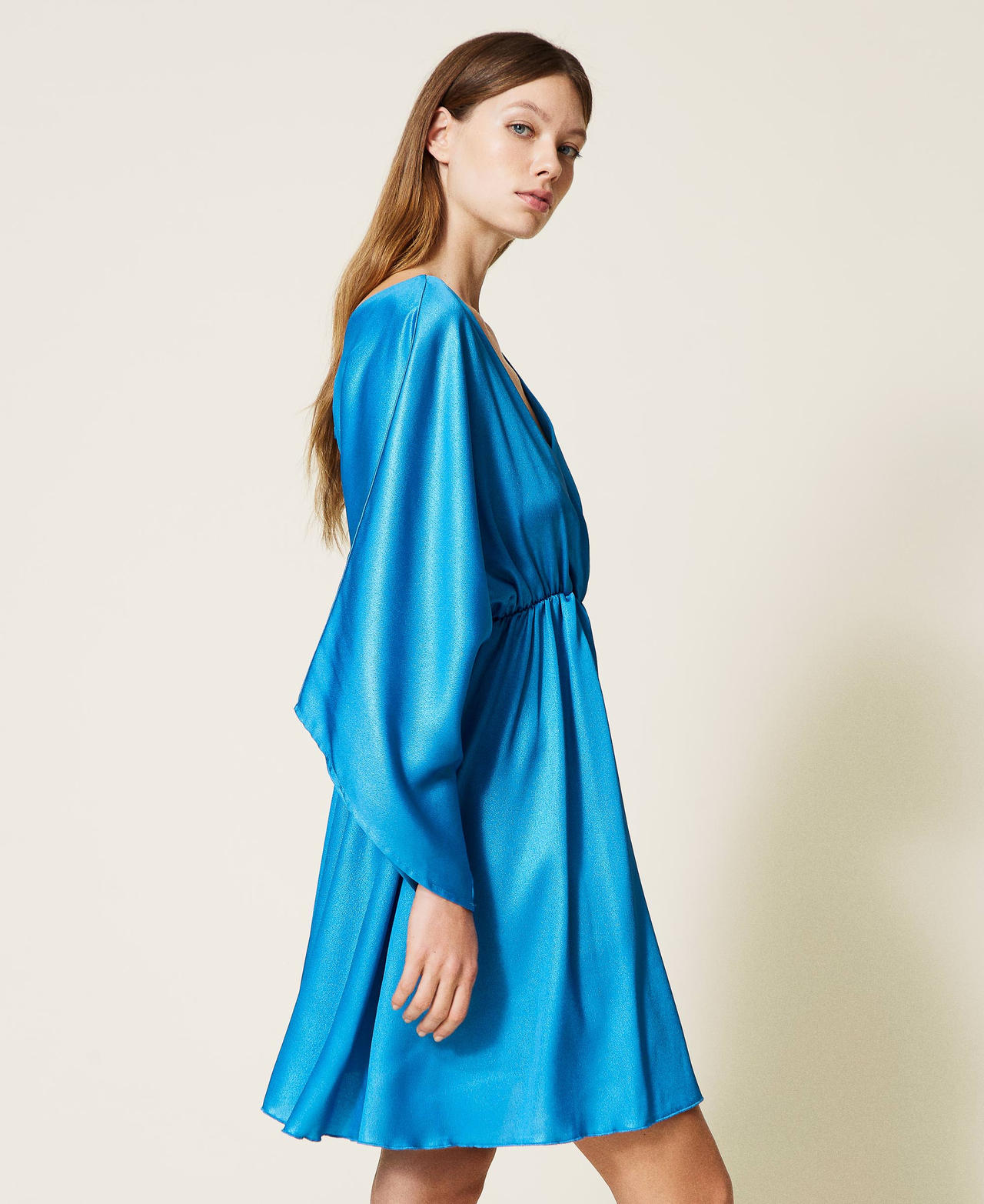 Платье-кафтан из ламинированного жоржета космический синий женщина 221LB2HCC-02
