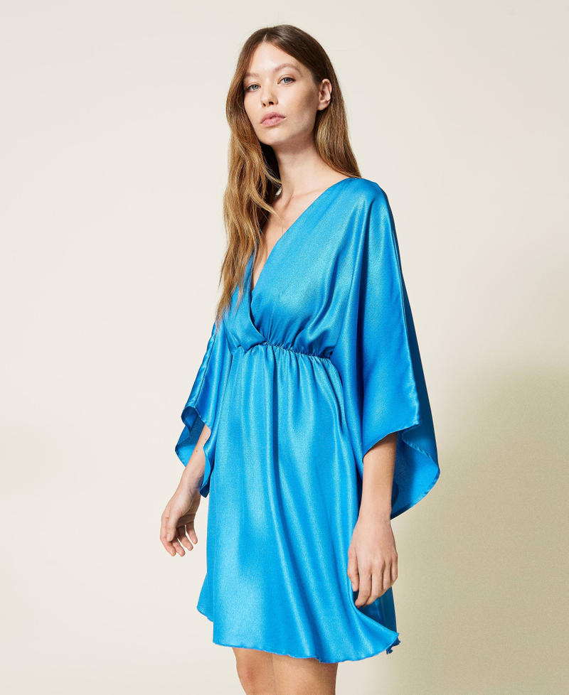 Платье-кафтан из ламинированного жоржета космический синий женщина 221LB2HCC-03