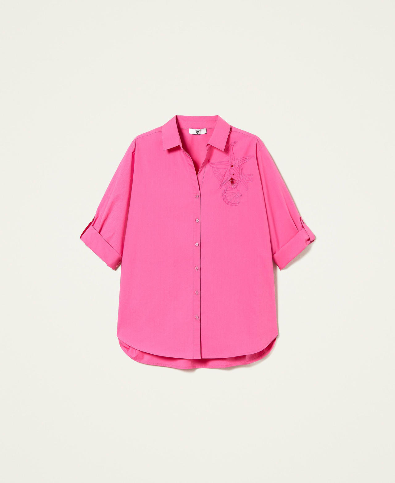 Poplin shirt with embroidery