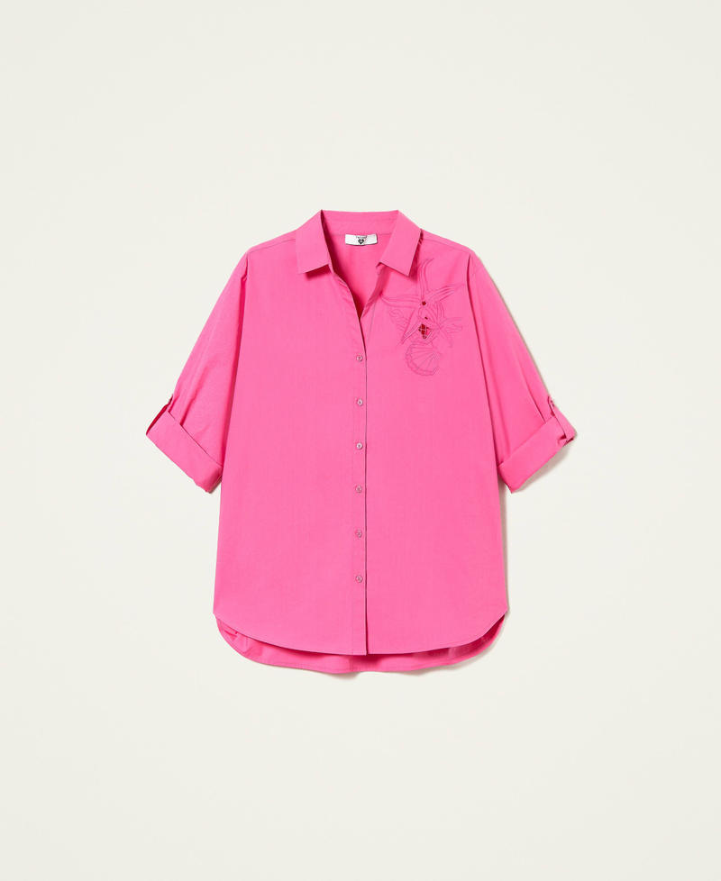 Camicia in popeline con ricamo