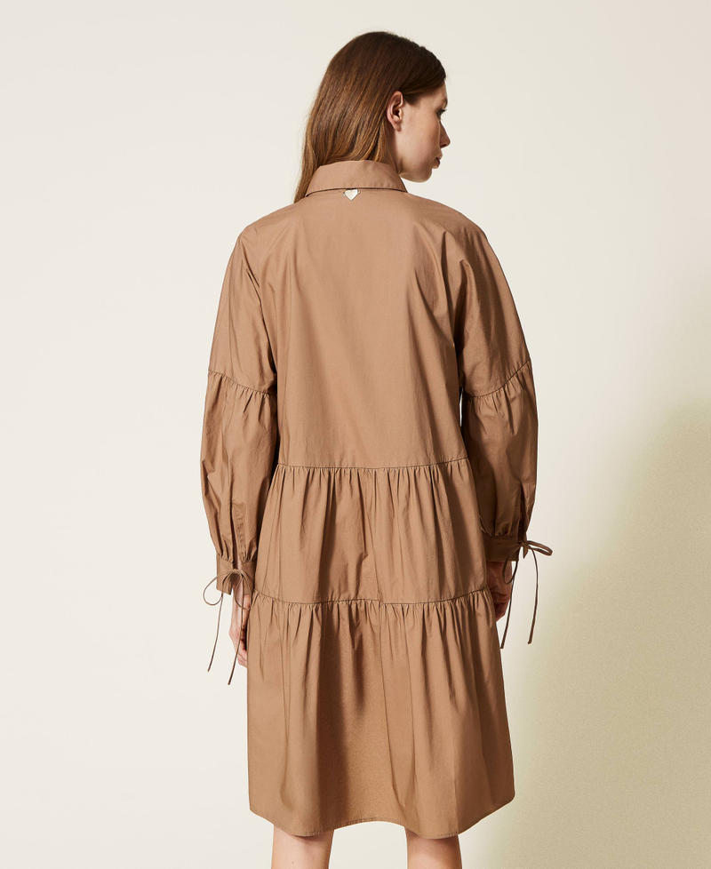 Poplin midi dress with flounces