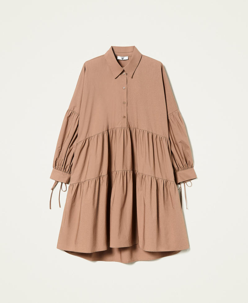 Poplin midi dress with flounces