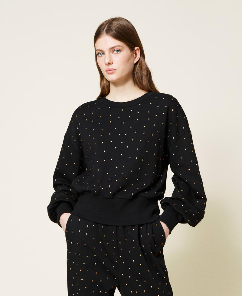 Felpa girocollo con strass