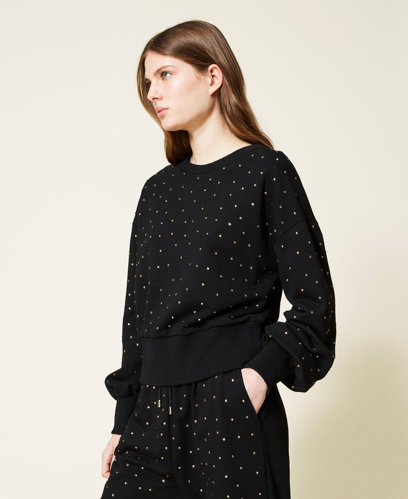 Felpa girocollo con strass