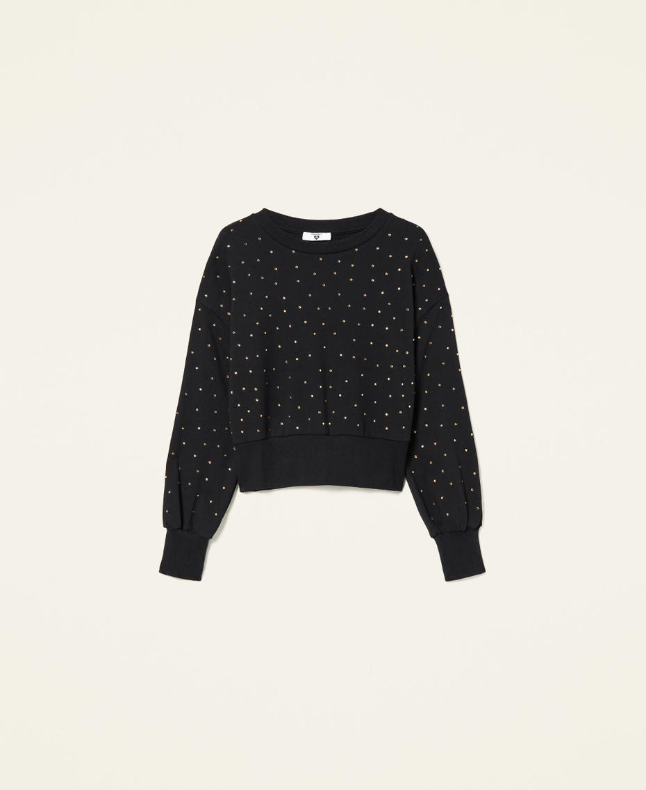 Felpa girocollo con strass