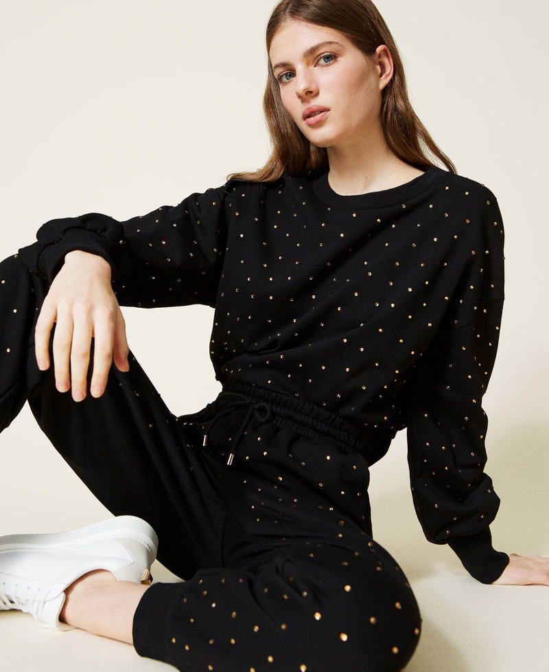 Felpa girocollo con strass