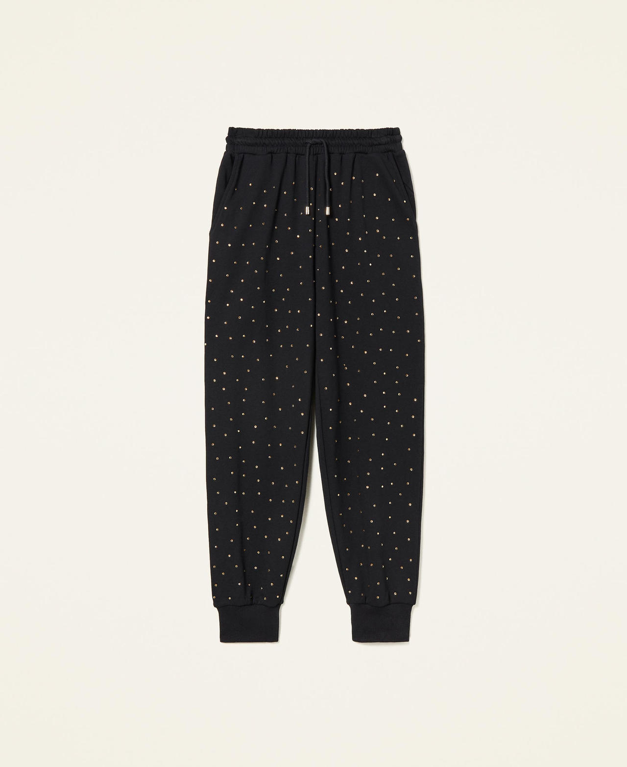 Joggers in felpa con strass Nero Donna 221LB2LLL_00006_0S