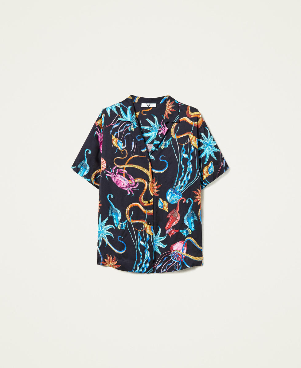Chemise boxy en satin imprim&eacute;