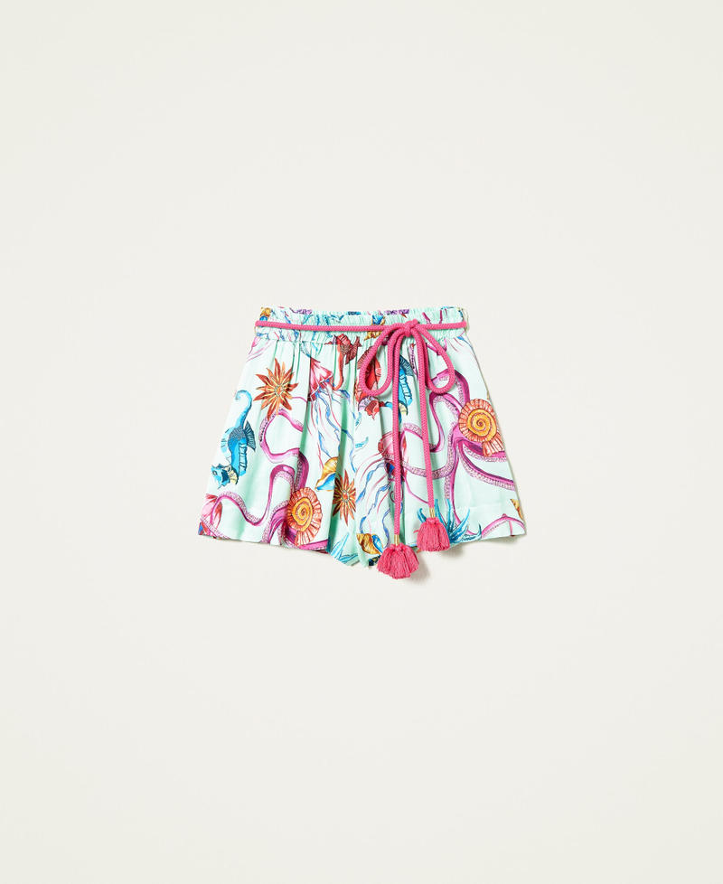 Printed satin shorts