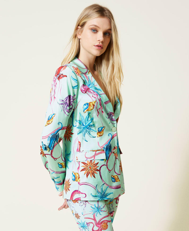 Printed satin blazer