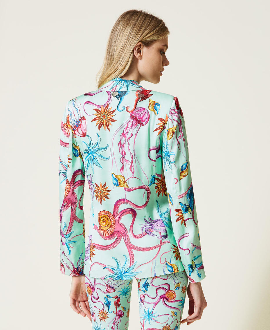 Printed satin blazer