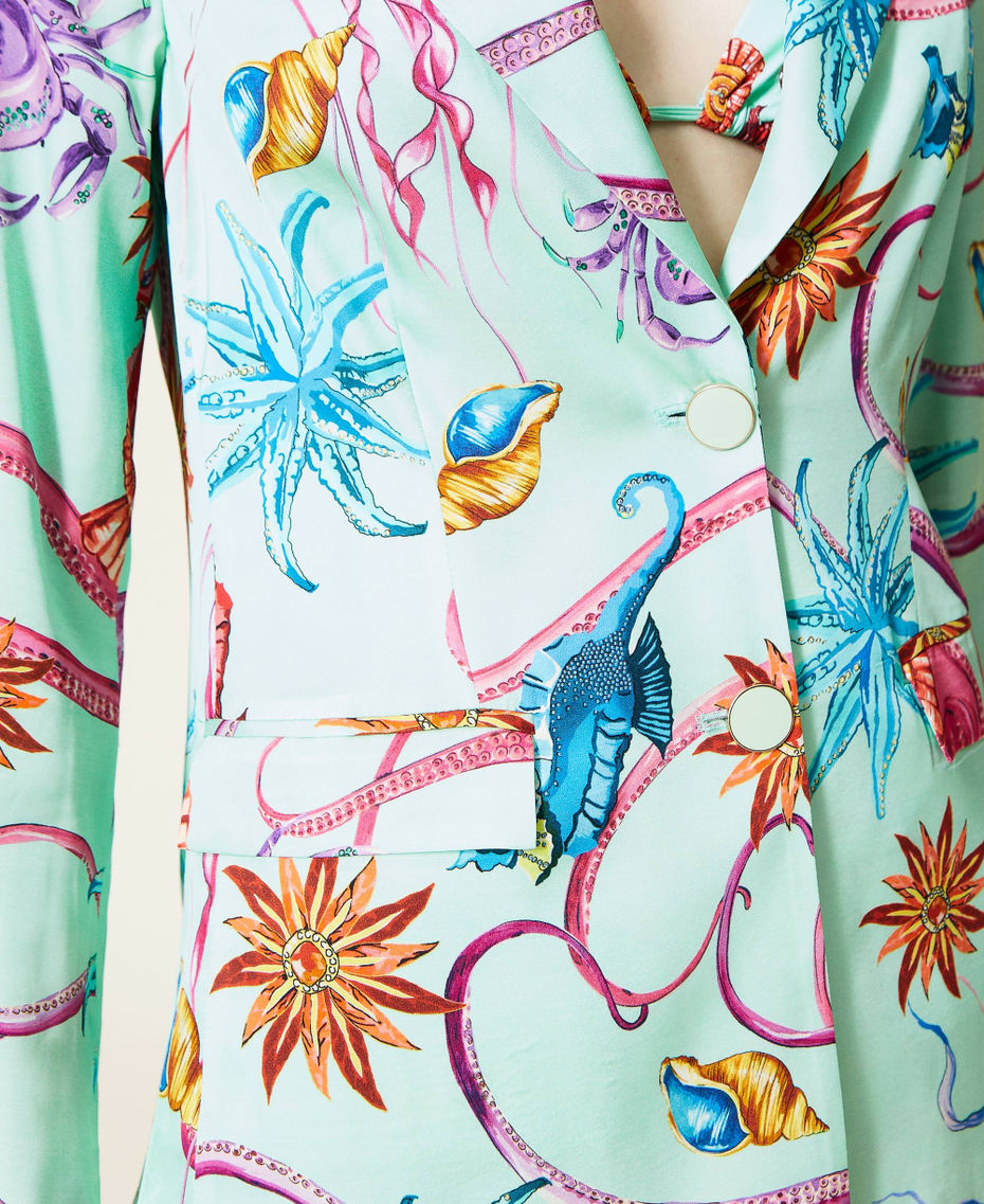 Printed satin blazer