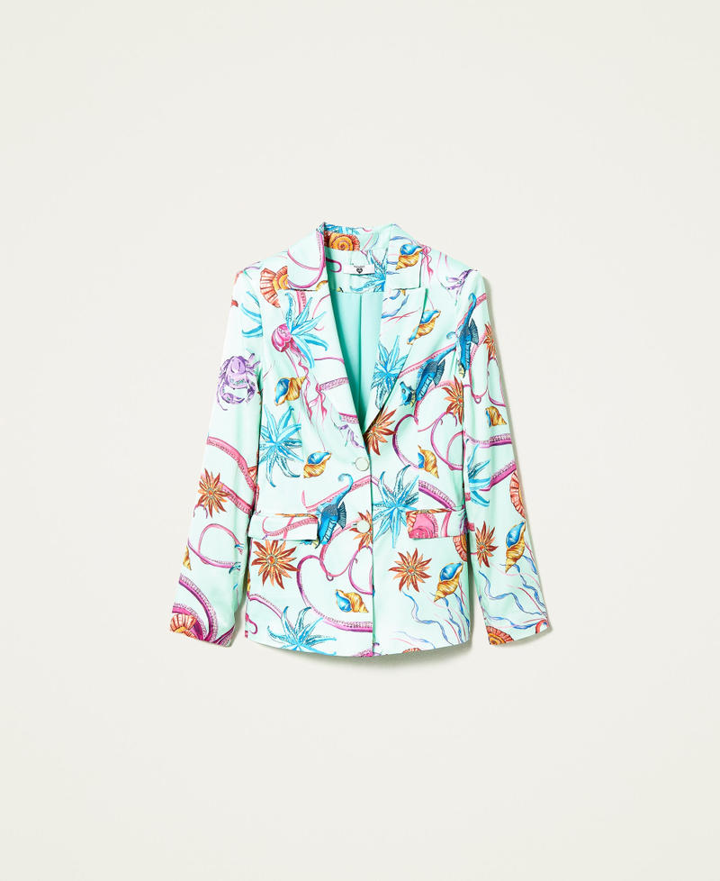 Printed satin blazer