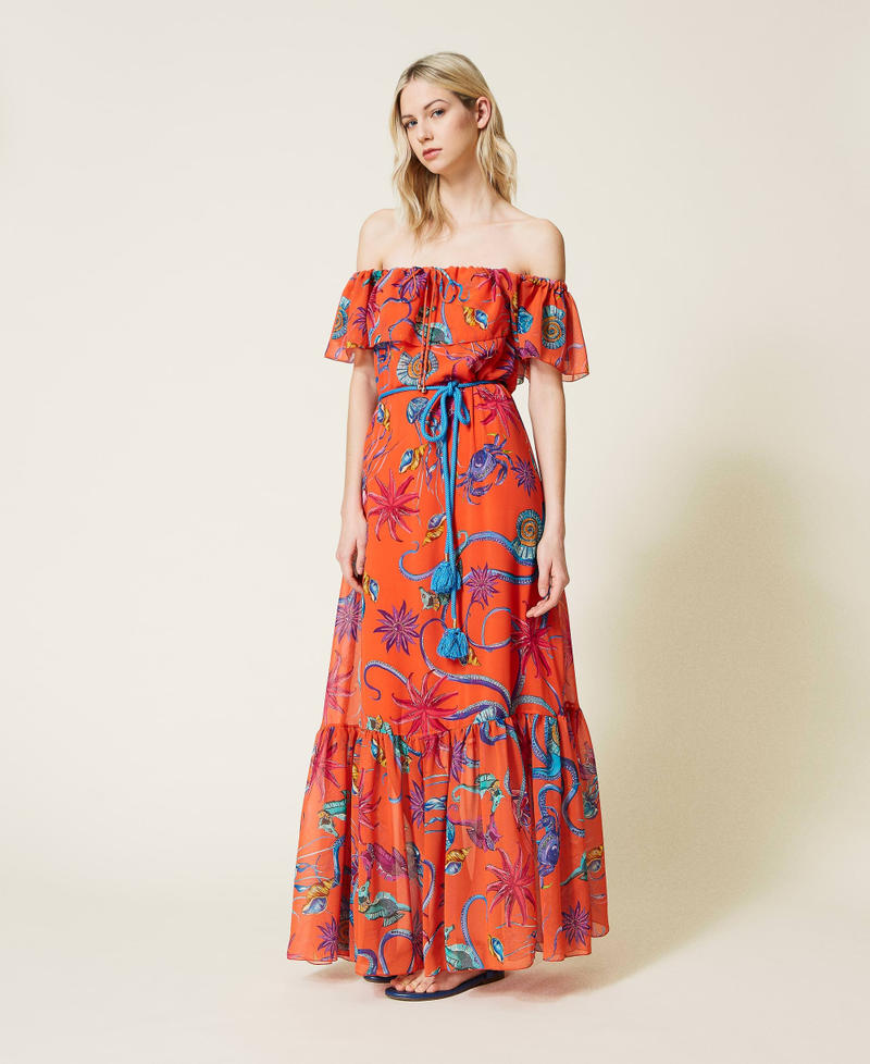 Printed georgette long dress