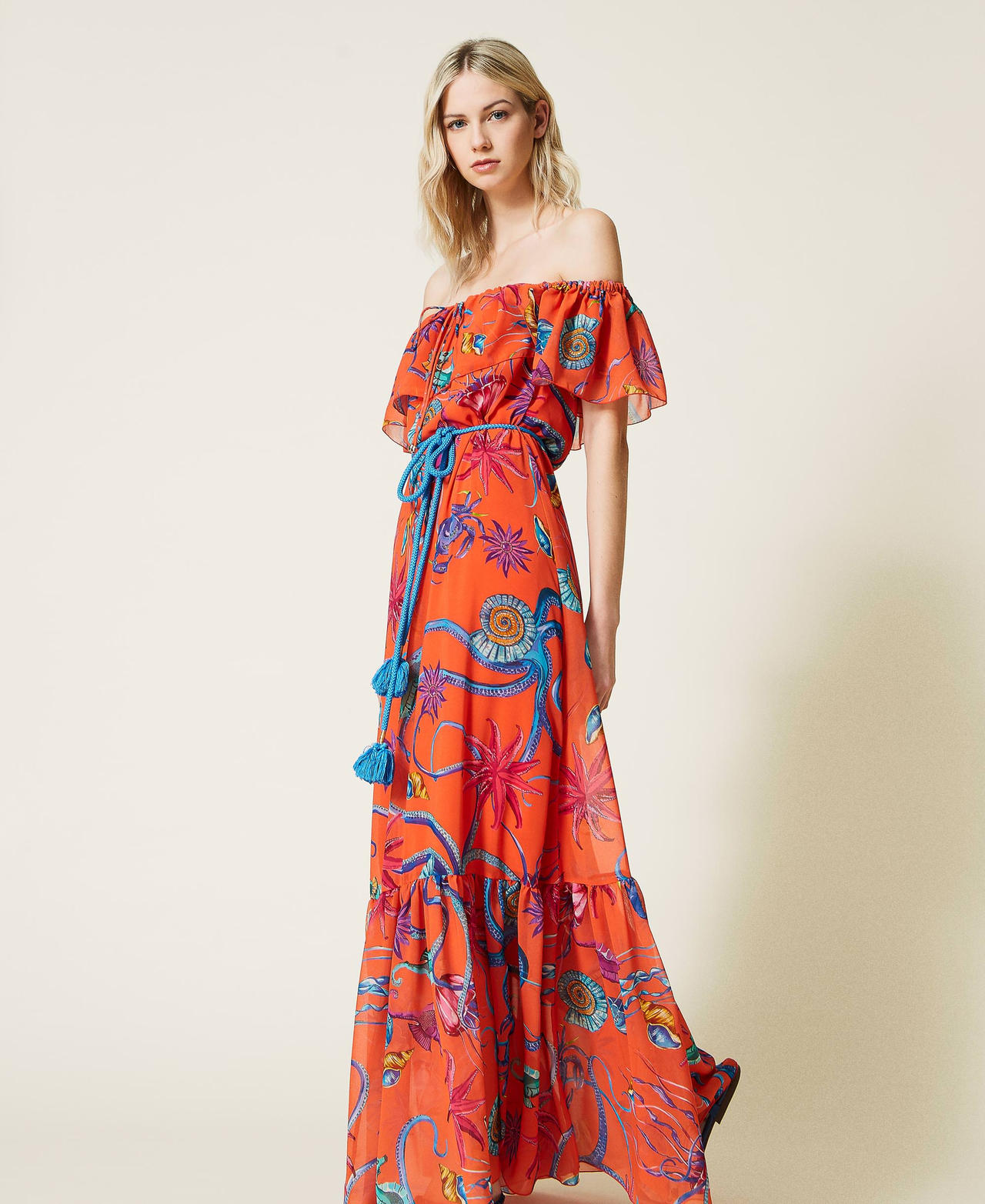 Printed georgette long dress