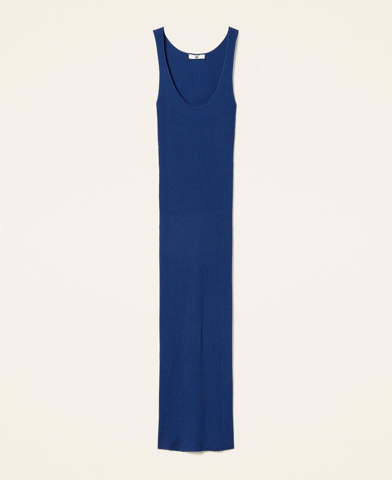 Приталенное платье в рубчик Синий "Летняя синева" женщина 221LB31EE-0S