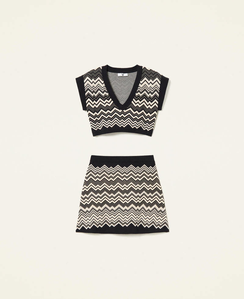 Top cropped et minijupe jacquard