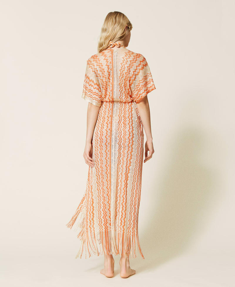 Jacquard lurex long poncho