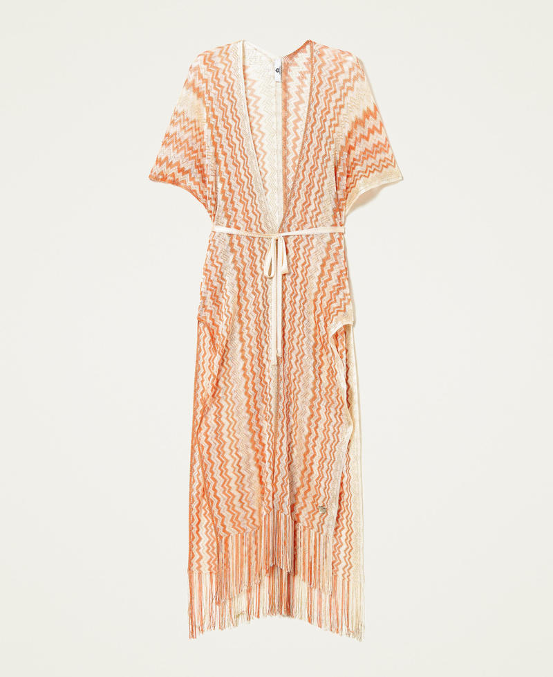 Jacquard lurex long poncho