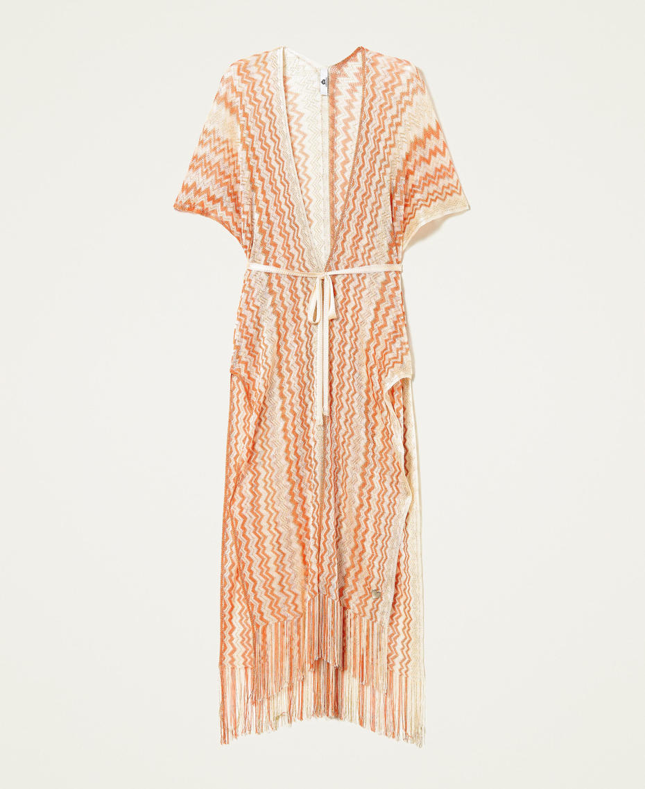 Jacquard lurex long poncho