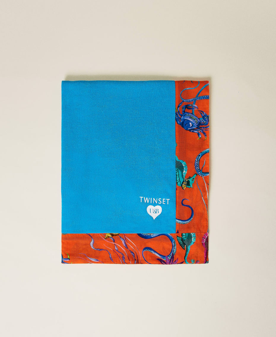 Doubled beach towel with logo “Orange Sun” Orange Seashell Print Woman 221LB4ZMM-01