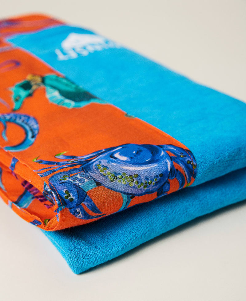 Doubled beach towel with logo “Orange Sun” Orange Seashell Print Woman 221LB4ZMM-03