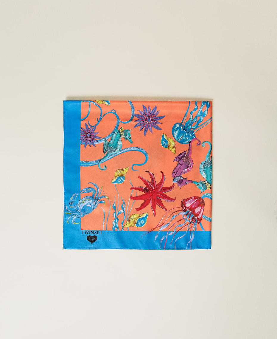 Bandanna-scarf with print and logo “Orange Sun” Orange Seashell Print Woman 221LB4ZPP-01