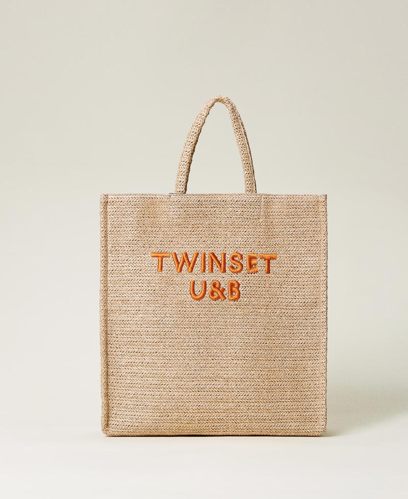 Соломенная сумка-шоппер с логотипом Бежевый "Дюна" женщина 221LB7Z11-01