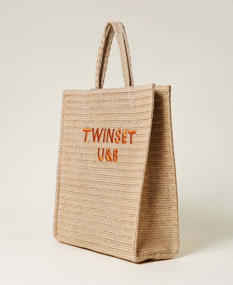 Соломенная сумка-шоппер с логотипом Бежевый "Дюна" женщина 221LB7Z11-02