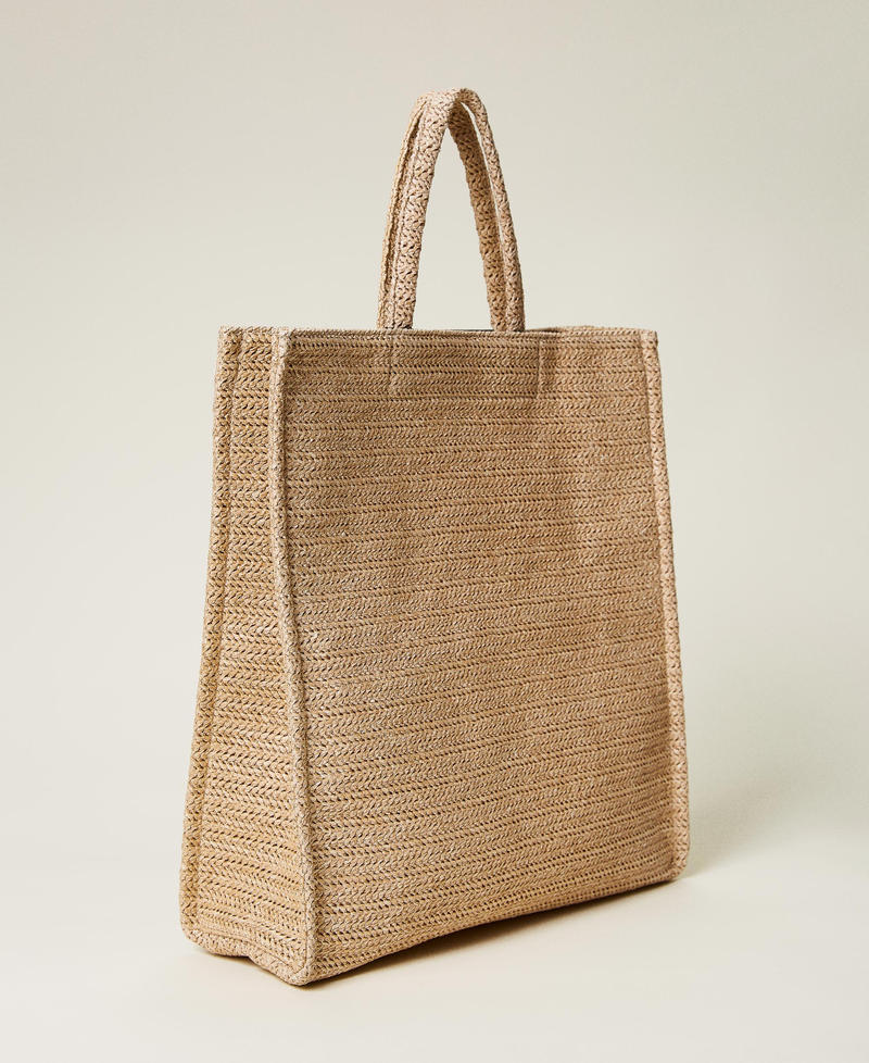 Соломенная сумка-шоппер с логотипом Бежевый "Дюна" женщина 221LB7Z11-03