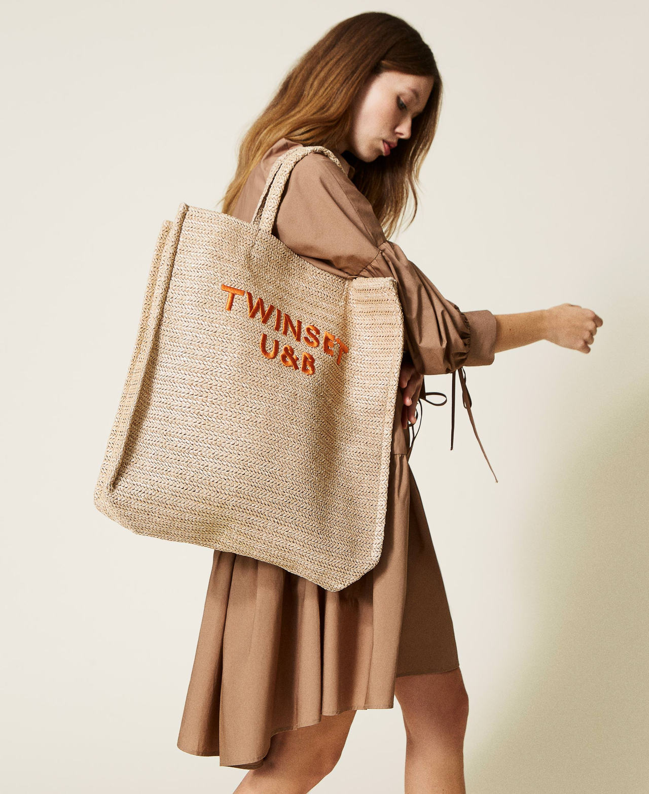 Соломенная сумка-шоппер с логотипом Бежевый "Дюна" женщина 221LB7Z11-0S