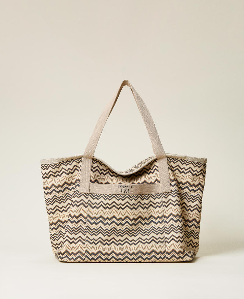 Shopper aus bedrucktem Canvas