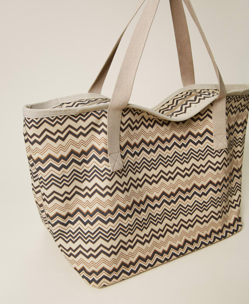 Shopper aus bedrucktem Canvas