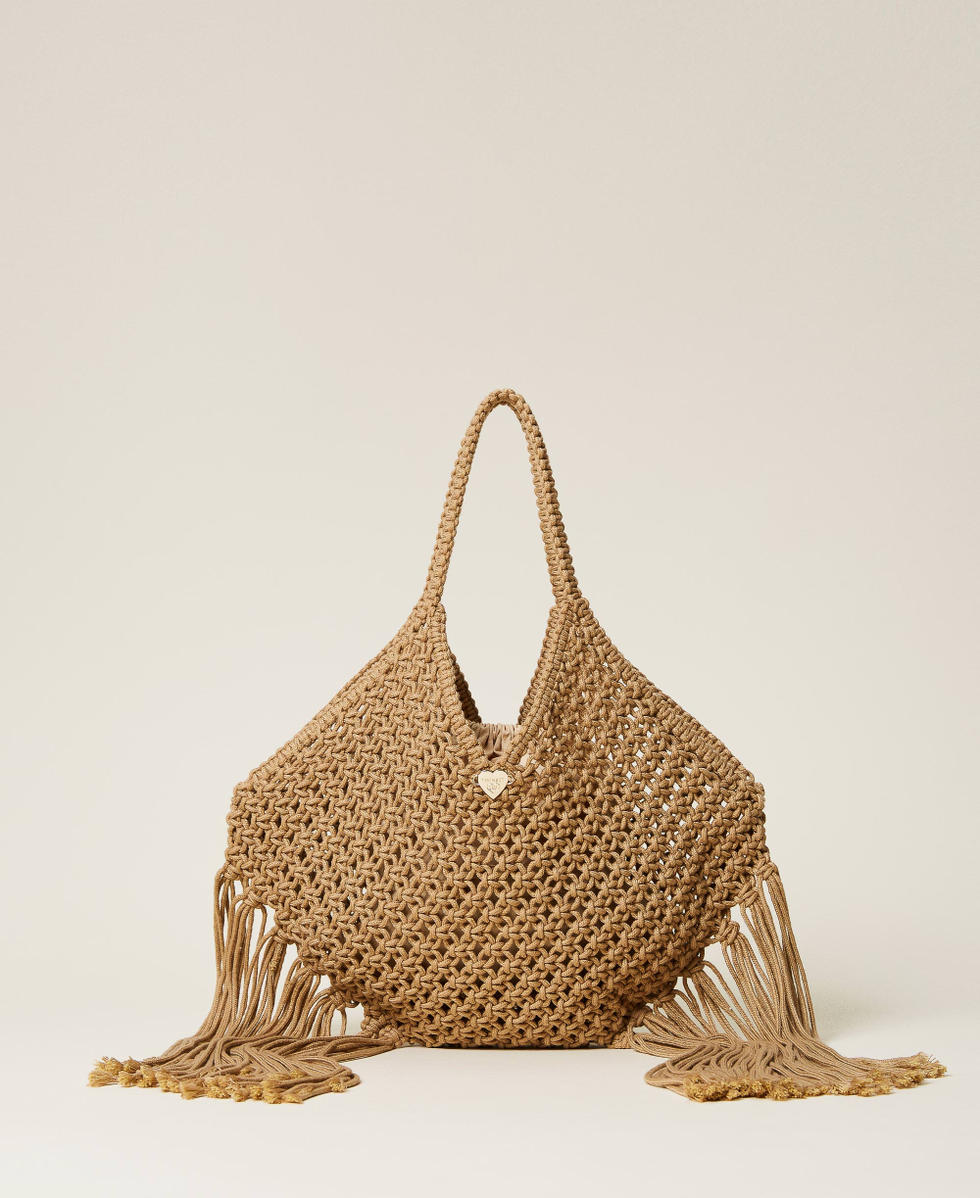 Borsa shopper in corda con frange