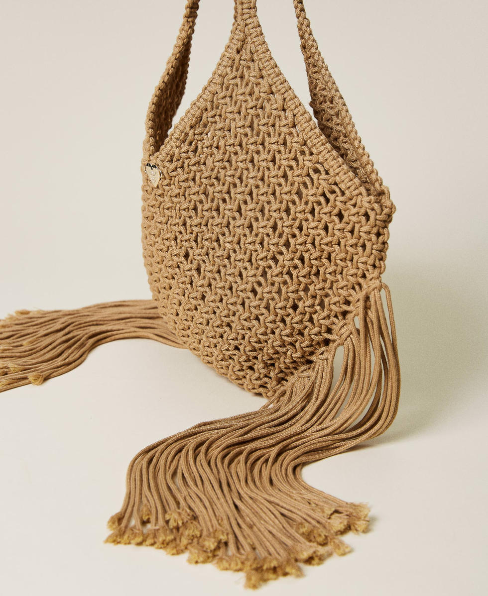 Borsa shopper in corda con frange